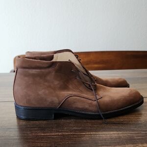 Johnston Murphy Cellini Boots Mens 10 Brown Deerskin Cap Toe Dress Ankle